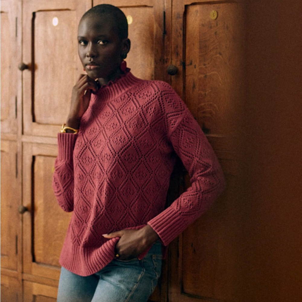 NEW • Sezane • Women’s LAURIE JUMPER Sweater Rose Pink / Red Small